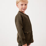 בלייזר סריג עם כיסים - זית