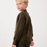 בלייזר סריג עם כיסים - זית