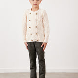 קרדיגן סריג צמות - שמנת