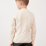 קרדיגן סריג צמות - שמנת