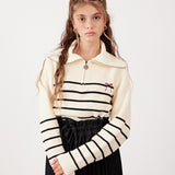 סוודר צווארון בשילוב רוכסן - שחור