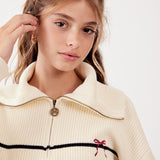 סוודר צווארון בשילוב רוכסן - שחור