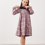 Button-down dress with collar - burgundy