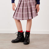 חצאית קפלים מדוגמת - נייבי