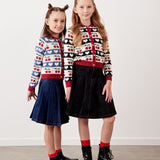 Button cardigan with cherries - blue