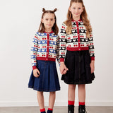 Button cardigan with cherries - black