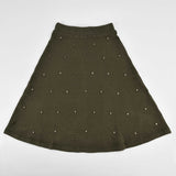 חצאית פעמון עם ניטים - זית